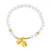 Cor duradoura não desbota alta cor dourada loja com pérola banhada pulseira Olho-de-lírio ouro de areia acessórios diy pingente de colar