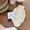 Novas Meias Brancas de Renda Cherry Girl, Estilo Fresco de Verão Feminino com Borda Franzida, Meias até a Panturrilha