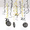 Festa de Aniversário Decorações Espirais Penduradas de PVC com 12 Peças para 30º, 40º, 50º, 60º Aniversário Decoração de Ambiente Pingentes Internos