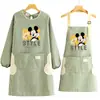 Moderna gabardina de algodón nuevo delantal de manga larga cocina casera cocinar transpirable antiincrustante resistente al desgaste ropa de trabajo cintura mujeres