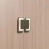 Nova Maçaneta de Porta Semicircular em Madeira Maciça Estilo Chinês em Estoque Placa de Alumínio Esculpida Maçaneta de Porta de Vidro Deslizante de Abertura Dupla para Hotel Estilo Luxo Leve