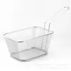 Fabricante Cesta Criativa Retangular de Aço Inoxidável para Batatas Fritas Cesta Eletrodepositada para Lanches Cesta para Fritar Cesta para Batatas em Estoque