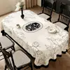 Toalha de mesa oval para sala de jantar estilo francês, à prova d'água, à prova de óleo, lavável, resistente ao calor, nova sensação de luxo leve de alta qualidade, toalha de mesa redonda dobrável
