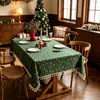 Mantel de Navidad Poliéster Algodón Estampado en Caliente Borla Borde de Algodón Mantel de Mesa de Comedor Mantel Rectangular Decoración de Ambiente Mantel