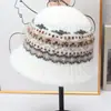 Sombrero de Pescador Jacquard Fair Isle Vintage para Mujer, Sombrero de Pescador Cálido de Felpa para Otoño e Invierno, Sombrero de Pescador Artístico de Ala Corta Estilo Japonés