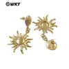 Wt-E806 Exportación Europea y Americana Más Vendido Estilo Ins Pendientes Largos de Latón con Colgante de Girasol para Niñas con Estilo Único