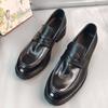 Nuevo Estilo Lavado Vintage Artesanal Estilo Británico Piel de Caballo Mocasines sin Cordones Negocios Casuales Versátiles Zapatos de Piel para Vestir