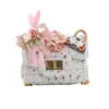 Bolsa infantil estilo coreano bolsa de ombro fofa de princesa bolsa transversal infantil de coelho de desenho animado flor para meninas