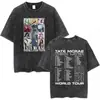 Camiseta de Merchandising de la Gira del Álbum Greedy de Tate Mcrae Unisex Moda Retro Lavada Manga Corta Camiseta Oversize