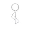 Venta caliente transfronteriza moda aplicable lindo colgante acero de titanio hueco caricatura trazo simple cachorro llavero de acero inoxidable