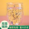 Corazón de niña vidrio de doble capa con lentejuelas de estrella Vidrio celebridad de internet Gaopeng Estrella de Silicio Cielo Estrellado taza de regalo lindo vaso de agua con forma de huevo