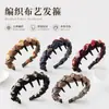 Faixa de Cabelo Color Block Tecido Retrô Outono e Inverno com Dentes, Faixa Antiderrapante para Volume Craniano Elevado, Acessório de Cabelo Presilha para Uso Diário para Mulheres