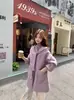 Nuevo abrigo de lana de doble cara con bufanda y gorro desmontables, engrosado para abrigar en otoño e invierno, abrigo de lana simple de longitud media para mujer