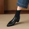 Botines Retro de Tacón Grueso con Punta para Mujer 2026 Tendencia Otoño Nuevo Estilo Botas Elásticas Adelgazantes que Aumentan la Altura Tacón Medio Botas para Mujer Talla Grande