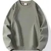 Trendy Men's Autumn and Winter Sweatshirt American Round Neck Pullover Loose Casual Japanese Style Solid Color Fleece Thick Versatile T-Shirt