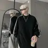 Estilo Americano Transfronterizo Gris Primavera y Otoño Estilo Nuevo Tres Rayas Bloque de Color Fresco Moderno Simple Chaqueta Sudadera con Capucha Cuello Redondo para Hombre