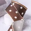 Cinta con estampado de puntos en la superficie resbaladiza, accesorio para el cabello con lazo DIY, accesorios para la parte superior de la ropa, regalo, empaque de flores, cinturón de lunares