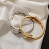 Tendencia de Moda Europea y Americana Transfronteriza Pulsera de Aleación Exagerada con Diseño Aerodinámico de Gota de Agua Textura Brillante Abrazo Pulsera de Apertura de Resorte