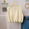 Camiseta Regata Lisa Americana de Cintura Baixa para Mulheres, Roupa de Verão, Visual Slim, Solta, Versátil, Top Estiloso