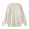 Nueva colección otoño/invierno: Mezcla de lana al 30%, cuello redondo, color liso, suéter de corte relajado, unisex, color liso, top de punto sin cierre