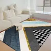 Tapete Simples de Veludo Cristal para Mesa de Centro para Uso Doméstico, Carpete Moderno para Sala de Estar, Sensação de Luxo Leve de Alta Qualidade, Tapete de Quarto ao Lado da Cama com Design Linear
