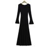 M1056-24 invierno nuevo temperamento americano puro textura sexy cuello en V manga larga bocina vestido grande ajustado