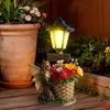 Adorno Decorativo de Jardín de Resina Cruz Pequeño Ángel Estatua Manualidad Luz Solar Exterior Patio Paisajismo Luz de Atmósfera