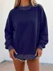 Otoño/Invierno 2026 Transfronterizo Amazon Holgado Cuello Redondo Manga Larga Vintage Retazos Sudadera con Estampado de Letras Abrigo de Otoño para Mujer