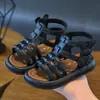 Sandálias Romanas para Meninas 2025 primavera e verão novo estilo coreano moda verão menina infantil cano alto sapatos de princesa