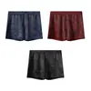 Cueca Box Masculina Tendência Estilo Coreano com Textura de Seda Gelada, Cintura Média de Caimento Solto com Estampa, Shorts de Verão para Estudantes e Casa