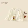 Camiseta de manga larga para niña, colección de otoño 2026, nueva camiseta básica de cuello redondo para niños estilo coreano, top lindo de grado A para niñas en otoño