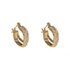 Brincos Quadrados de Zircônia Super Brilhantes Estilo Retro Hong Kong Luxo Acessível Brincos Exquisitos de Camada Dupla de Alto Padrão Brincos de Design de Nicho para Mulheres
