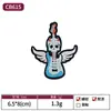 Parche Bordado de Tela con Cabeza de Calavera Fantasma Guitarra de Rock Insignia Parche de Banda de Rock Estilo Punk Blanco y Negro Parche Parche