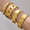 Pulseira de Fivela Triângulo com Rebite em Aço Inoxidável, Conjunto de Pulseiras Largas Exageradas Estilo Ins, Banhado a Ouro 18K Real, Joias Europeias e Americanas