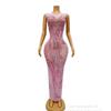 Robe Rosa Sem Manga Prateado, Sexy e Esticável, Adequado para Usar em Celebrações de Feriado
