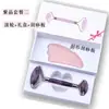 Cristal rosa, aventurina, ágata, artesanías de piedra natural en bruto, rodillo de masaje y tabla gua sha set, masajeador rodillo de jade