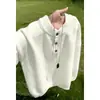 Suéter de tricô Henley retrô com botões para homens, estilo casual high-street de outono, peso pesado, caimento solto, top casual para casais