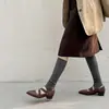 2026 Zapatos de Ballet Cuadrados con Tira Cruzada de Moda de Nicho Zapatos Planos Artísticos Retro Zapatos Mary Jane para Mujer Zapatos de Abuela