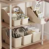 Caja de almacenamiento para alacena con polea, refrigerador, escritorio, tapa para utensilios de cocina para organizar estantes, cesta de almacenamiento para artículos diversos