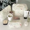 Bolsa de maquillaje con lazo a cuadros, color vibrante, gran capacidad, portátil, para viaje, para mujer, 2024