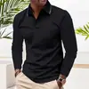 2025 Camisa Polo Masculina de Manga Longa Europeia e Americana Primavera e Outono Nova Estampa 3D Casual de Negócios Camisa Polo com Botão