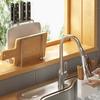 Porta cuchillos de acero inoxidable 304 para cocina con bandeja de drenaje, estante de almacenamiento para tabla de cortar y cuchillos domésticos de encimera con compartimento para palillos