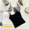 Camisola con sujetador anti-exposición para mujer con copas incorporadas, adecuada para usar como capa interior, chaleco cálido para otoño e invierno