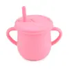 Taza de silicona para snacks infantiles resistente a caídas, portátil, con asa binaural, con Taza de Snacks para Bebé