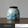 Tarro de té abierto de gres Tianqing empaque de té universal tarro vacío tapa de madera maciza tarro sellado tarro individual de cerámica para el hogar