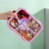 Lancheira Desenho Animado para Alunos do Ensino Fundamental com Quatro Compartimentos e Utensílios, Lancheira Bento Micro-ondas e Isolada para Uso Transfronteiriço