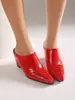 Mules Retro de Cuña con Punta Cerrada de Tejido Sintético para Mujer, Sandalias Casuales de Deslizamiento de Moda para Uso en Exteriores