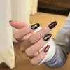 Tiras para Uñas Florales Negras Doradas Vintage Retro 30 Piezas Nuevo Estilo Xiaohongshu Más Vendido Uñas Postizas Gato de la Suerte