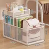 Esencial para el hogar: cesta de almacenamiento extraíble con ruedas desmontables, diseño de doble uso, carrito rodante de escritorio para libros
