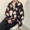 Camisa de Flores Vintage Estilo Hong Kong Pintura al Óleo Manga Larga Otoño para Hombre Duffy Atractivo Moda Coreana Camisa Casual Holgada para Hombre